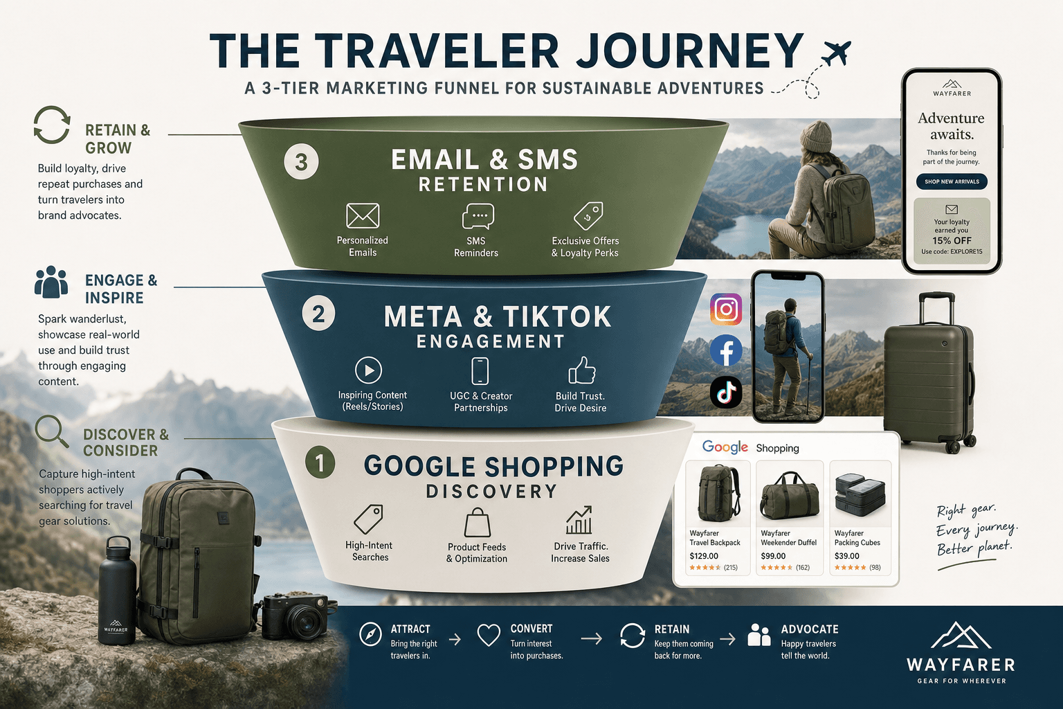 The advertising strategy for a Travel Gear Brands business