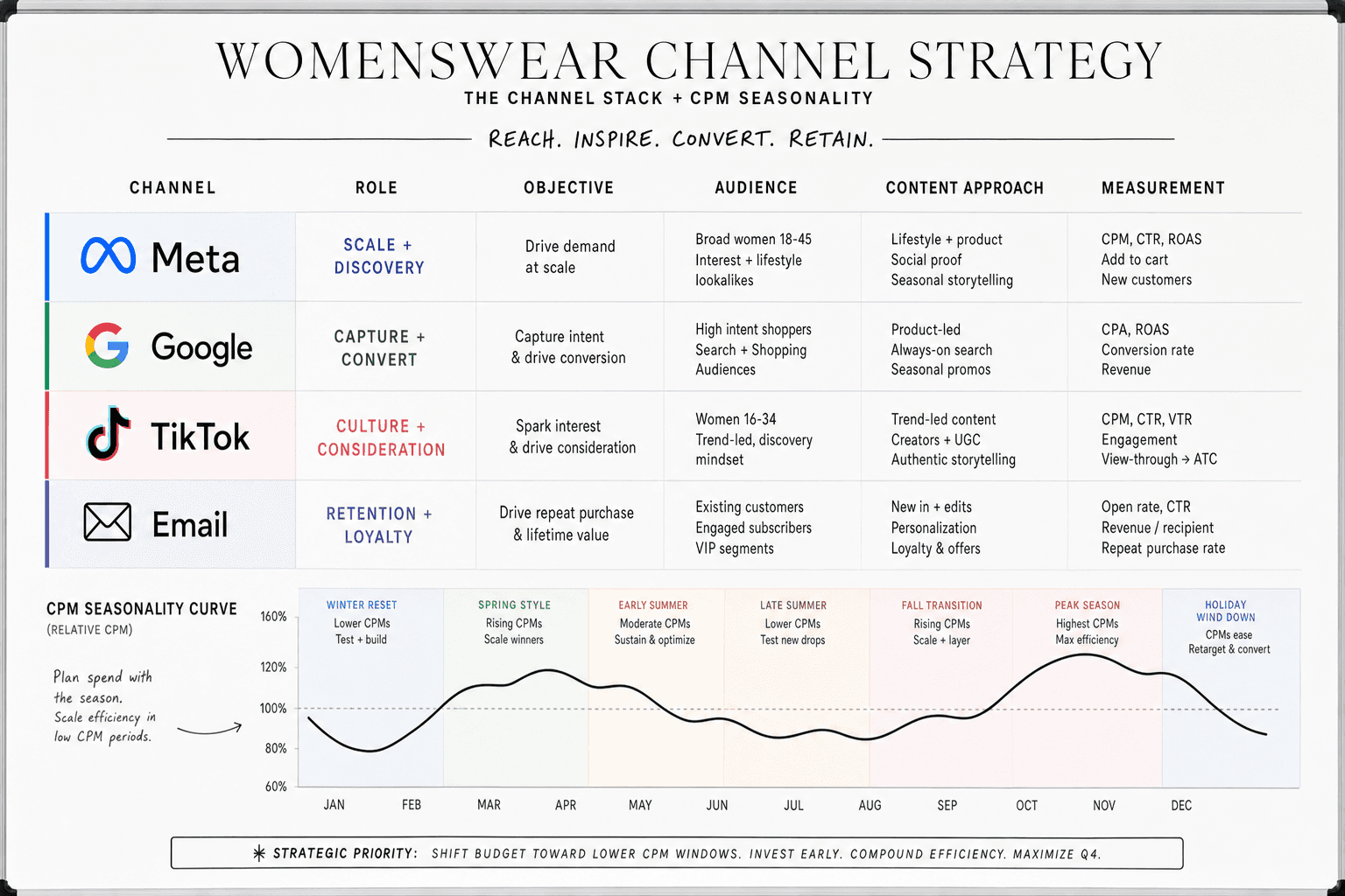 The advertising strategy for a Womenswear Brands business